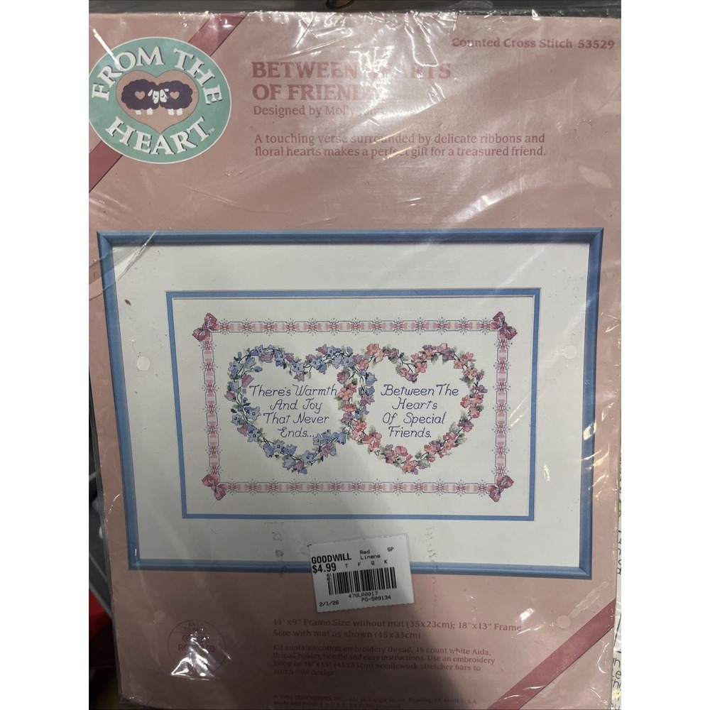 Dimensions Between Hearts of Friends Counted Cross Stitch Kit 53529 (Sealed)1988